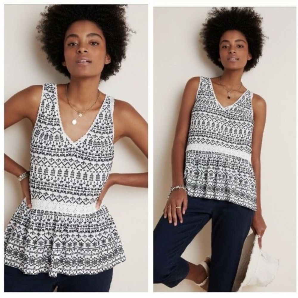 Maeve Anthropologie peplum embroidered top size XS